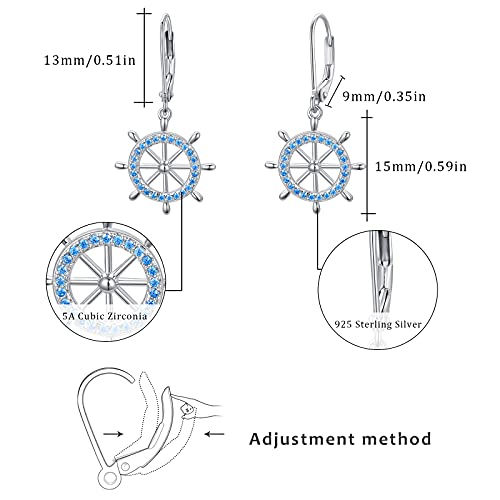 Anchor Dangle Earrings 925 Sterling Silver Nautical Leverback Drop Earrings Sailor Earrings Anchor Nautical Jewelry Halloween Gifts For Women Girls #TOP6