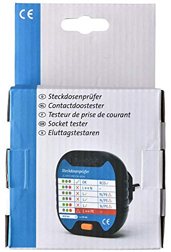 Kopp 171002012 Steckdosenprüfgerät für Anschlussprüfung mit Optischer Anzeige, anthrazit