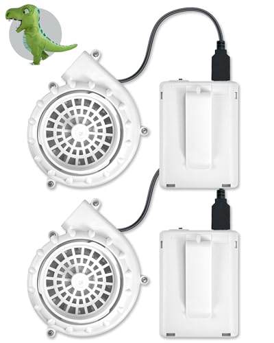 Pacote com 2 leques infláveis brancos para fantasia de dinossauro inflável de Halloween USB mini ven