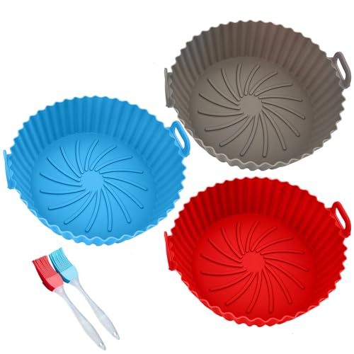 3 Pezzi Teglia in Silicone per Friggitrice ad Aria, Riutilizzabile Cestino per Friggitrice ad Aria Semplice da Pulire Contenitori Accessori per Airfryer Microonde Forno Microonde Philips 16cm