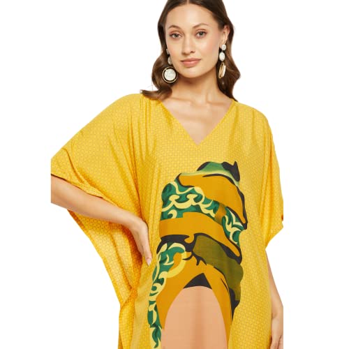 Image of Gypsie Blu Women Plus Size Kaftan Dress Beach Cover Up Maxi Dresses for Women, V-Neck Kimono Sleeve 1X-3X