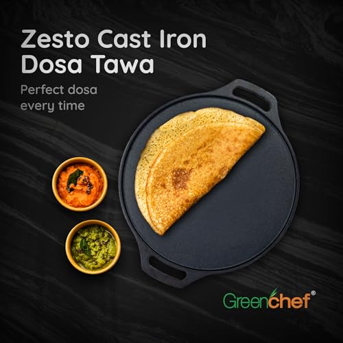 Image of Greenchef Pre-Seasoned Cast Iron Zesto Doasa Tawa 30 cm | Pre-Seasoned with 100% Vegetable Oil | Naturally Nonstick | High Pressure Casting | High Strength | Bring Back Nostalgic Taste | Toxin-Free