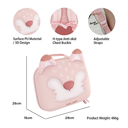 Zoy Zoii Toddler Backpack For Girls, Kids Pink Fox Bag, Cute, Lightweight, Small, 3-6 Years Old Preschool, Kindergarten, Travel #TOP1