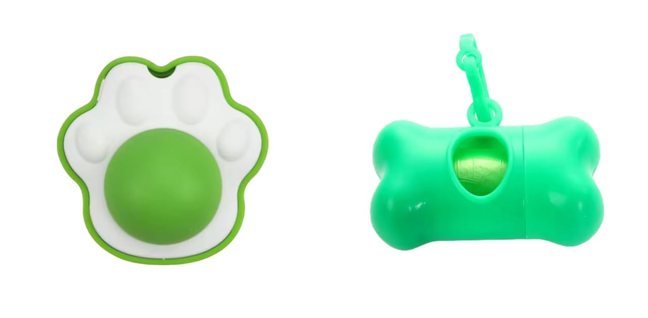 Silvervine, Gall Fruit Catnip Wall Toy, Rotatable, Cat Chew Toys, (Paw Shape) and Poop Bag Holder Bone Shaped Pet Waste Disposal Container with Key Chain for Dogs (Green) Combo Pack