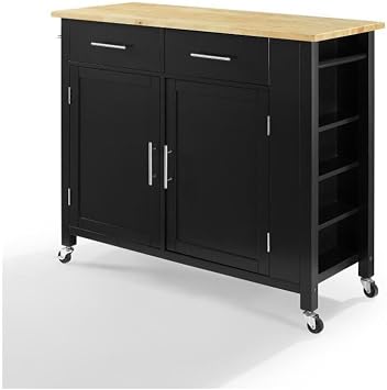 HomeStock Kitchen Island Cart with Storage - Wood Top & Metal Hardware - Portable Kitchen Furniture