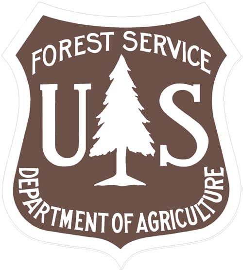 BROWN &amp; WHITE US Forestry Shield Shaped Sticker (logo forest service ...