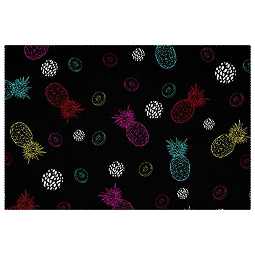 Set de table noir ananas antidérapant et résistant à la chaleur pour repas - 2