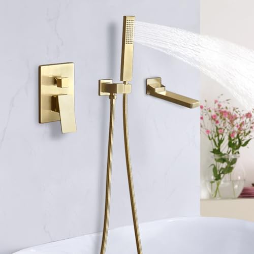 Robinet de douche pliant en or brossé, mitigeur haut de gamme au design minimaliste