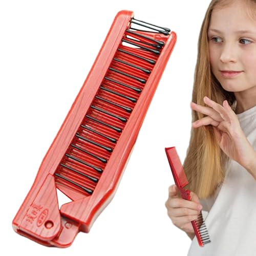 折りたたみトラベルヘアブラシ、ポータブル折りたたみポケットコーム |トラベルブラシとコーム、子供と大人、女の子向けのコンパクトブラシ