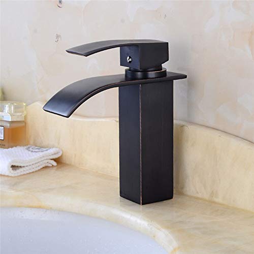 Robinet mitigeur noir vintage en laiton pour vasque de salle de bain rétro