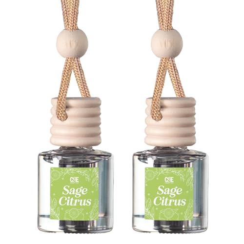 Image of C&E Craft Co Hanging Car Air Freshener Diffuser 2 Pack, Long Lasting Fragrance Oil Car Freshener, Glass Bottle Auto Air Freshener, Made in USA (Sage Citrus)