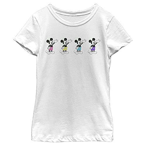 T-shirt col rond blanc Disney en coton taille M pour fille à motif néon