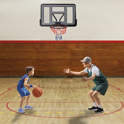 Wall Mounted Backboard & Rim Combo 44'' PET Shatter Proof Backboard and Adjustable-Height Rim Competition Combo Basketball Hoop