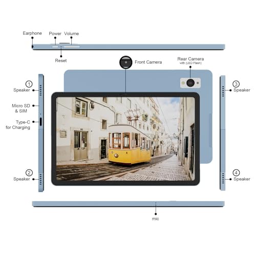 DOMO-Slate-SLP12-T610-OS12-105-inch-2000x1200-LCD-4G-Calling-Tablet-PC-Volte-Dual-SIM-Slots-4GB-RAM-64GB-Storage-Octa-Core-CPU-GPS-Bluetooth-4-Speakers-Blue