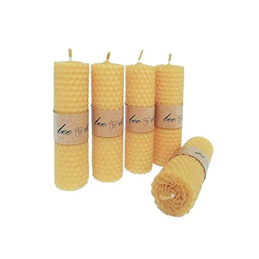 BeeIT 5 x Pure Cire d'abeille, roulées à la Main en nid d'abeille Bougies Boîte avec Naturel Cire d'abeille Bougies Pilier