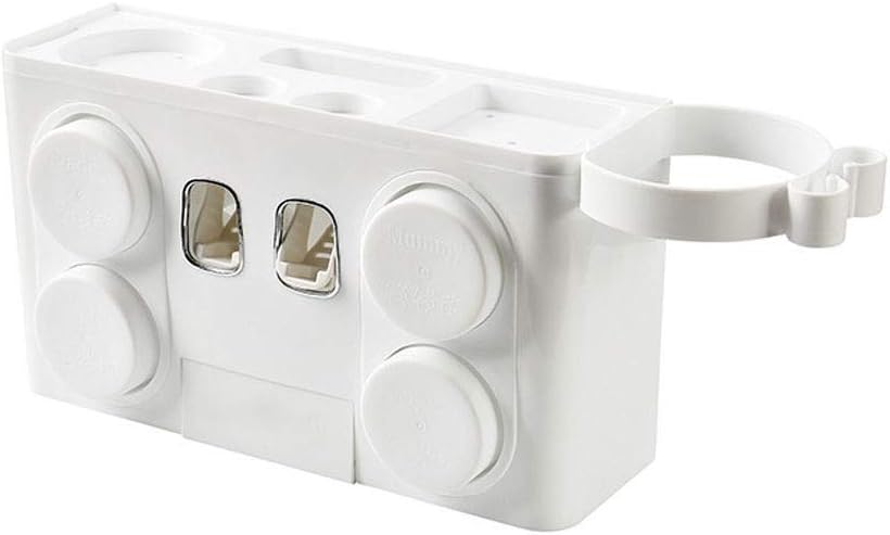 Bathroom Shelves 4 in 1 Automatic Toothpaste Dispenser Toothbrush Hair Dryer Mug Holder Set Wall Multipurpose Suction Racks Bath Storage Racks (Color : A) (B)