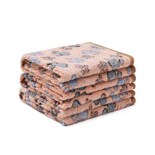 Image of 1 Pack 3 Blankets Super Soft Fluffy Premium Fleece Pet Blanket Flannel Throw for Dog Puppy Cat - Paw (Large(41x31), Brown)