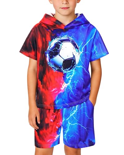 Latnnut Boys Short Sets Size 7 Soccer Ball & Nebula Pattern