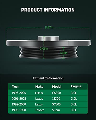 Scitoo 594-736 Harmonic Balancer Crankshaft Pulley Fits 1993-2005 Lexus Gs300 2001-2005 Lexus Is300 1992-2000 Lexus Sc300 1993-1998 Toyota Supra #TOP2