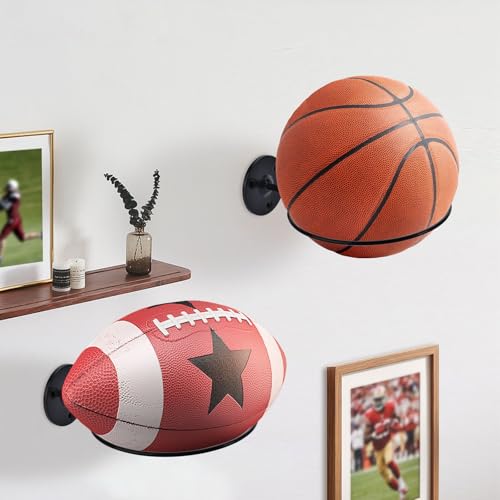 Lauvee Basketball Holder Wall Mount, 7 inch Diameter Metal Ball Holder, Storage for Basketball, Football, Volleyball, Soccer, Ball Rack Display for Sports Accessories Organizer (Roll, 4 Pack) by Lauvee - Image 7