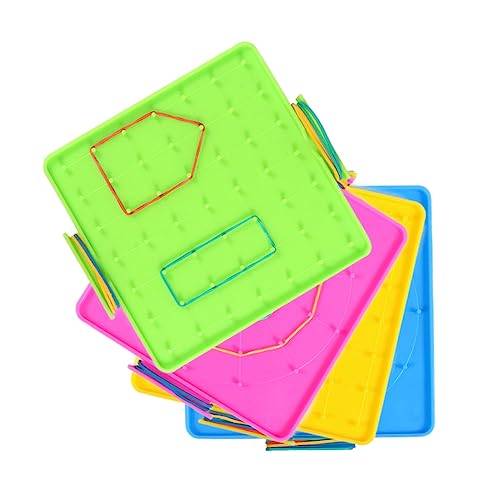Kisangel Geoplano De Plástico 16-17,5 Cm 4 Piezas Dobles Para Aprendizaje Matemático Escolar Juguetes Educativos Para Estudiantes Primaria