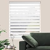 JIANGPIN TEXTILE Custom Size Zebra Blinds Dual Layer Roll Up Blind for Living Room, Window Blinds Shades Privacy Light Control for Day and Night, (Maximum Height 72inch, White Color, Width 20 inch)