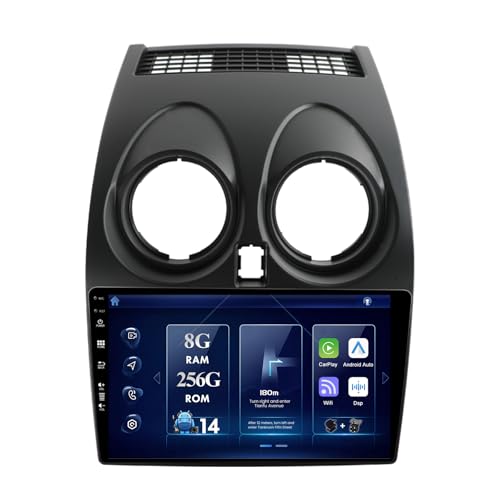 MISONDA Reproductor multimedia de radio estéreo de coche de doble DIN para Nissan Qashqai J10 2006-2016 - IPS de 9 pulgadas en el tablero - Carplay integrado/Android Auto/DSP-GPS Sat Nav Bluetooth SWC