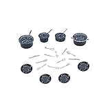 Hiawbon 1/12 Scale Mini Blue Pots and Pans with Lids,Plate Fork Spoon Knife Mini House Kitchen...