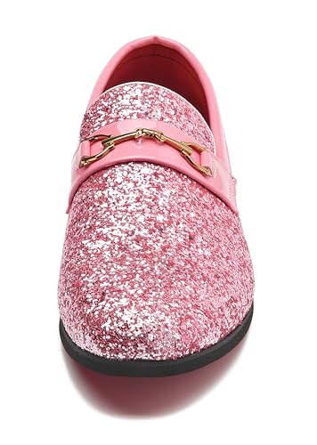 Image of Men Loafer Metallic Textured Slip-on Glitter Sequins Fashion Wedding Dress Shoes Golden