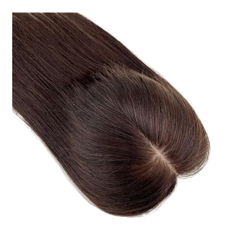 14 inch Real Human Hair Toppers for Women with Thinning Hair,Clip In Topper Silk Base Breathable Hair Piece �w�A�G�N�X�e���V����(Dark Brow