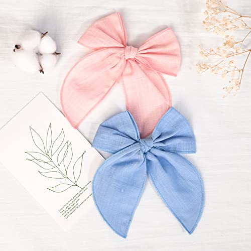 Deeka 8 Pcs Large Fable Hair Bow Cotton Linen Hair Bow For Toddlers Girls Handmade Neutral Bow Hair Accessories For Little Girls Kids -Z #TOP4