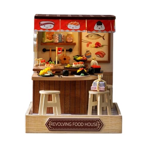 Kit de construction de maison miniature décoration cuisine appartement maquette bois avec lumière