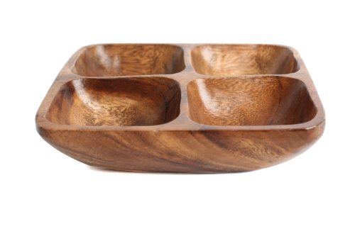 Premier Housewares 1104552 Acacia Wood 4 Section Square Serving Dish, 5 x 20 x 20 cm Brown - Image 3