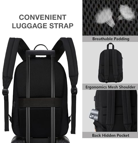 KEOFID Travel backpack for Men and Women, Anti Theft Laptop Backpack with USB Charging Port for Work, Large Bag for College, BLACK BOOK BAG FOR BOYS, GILRS Backpack,Water Resistent の商品画像 4