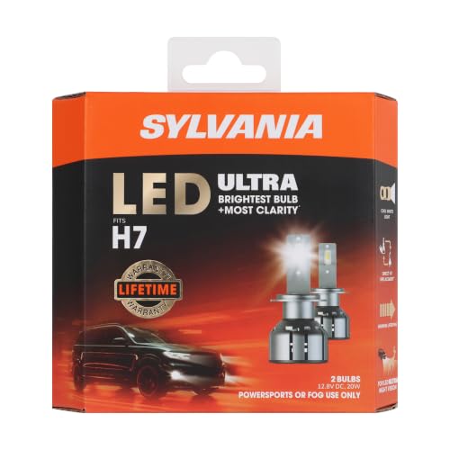 SYLVANIA - H7 LED Ultra - Fog Lights For Cars and Trucks - Headlight Bulbs for Off Road Powersports - 6000k Cool White LED Light - Maximum Lifespan - No Polarity - DIY Upgrade