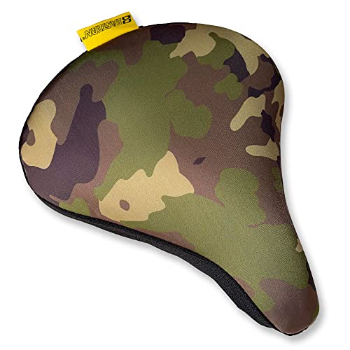 Fahrradsitzkissen, groß, breit, Camouflage-Gel, für Sitze bis zu 25.4x25.4 cm Breite. Entwickelt, Schreibwaren, Spin Cover