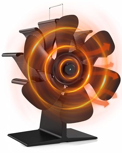 Signstek Log Burner Fan Wood Burning 4 Blades Heat Powered Fireplace Burner Stove Fan - Silent Operation - Heat Circulation for Wood/Fireplace