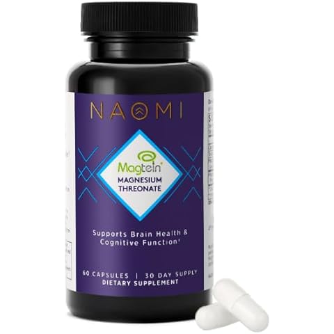 NAOMI Magnesium L-Threonate with 2,000mg Patented Magtein®, High Absorption Elemental Magnesium, Memory Supplement - Brain Health, Focus, Nerve Support, Heart Health, Natural Sleep Aid, 60 Veggie Caps Cover