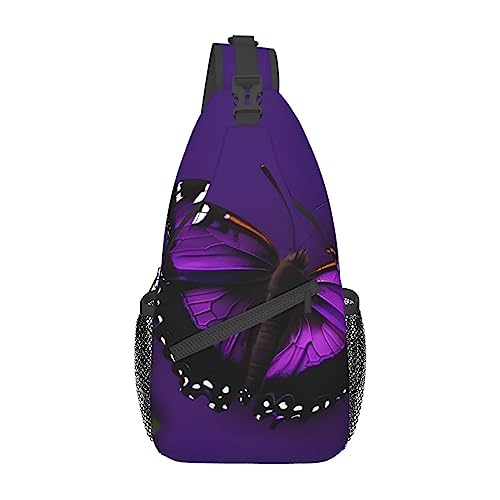 Sac à dos sling noir pour sécuriser vos affaires imprimé papillon prune