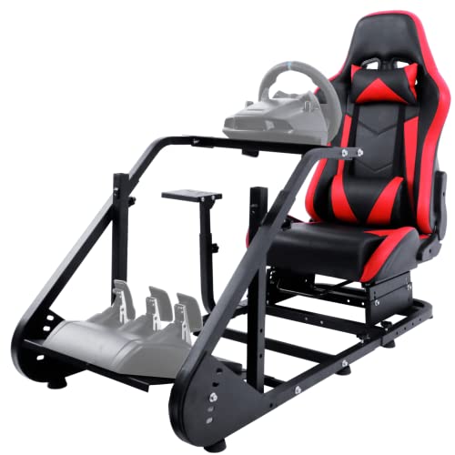 Minneer Racing Gaming Seat Steering Simulator Cockpit Red Chair Racing Wheel Stand/Fits Logitech G25 G27 G29 and G920/ All Thrustmaster/All Fanatec Wheels Fits Xbox, Playstation, PC