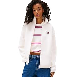Tommy Jeans Damen Lightweight Zip Through Teddy Jacket With Badge Logo Jacke (1er Pack)
