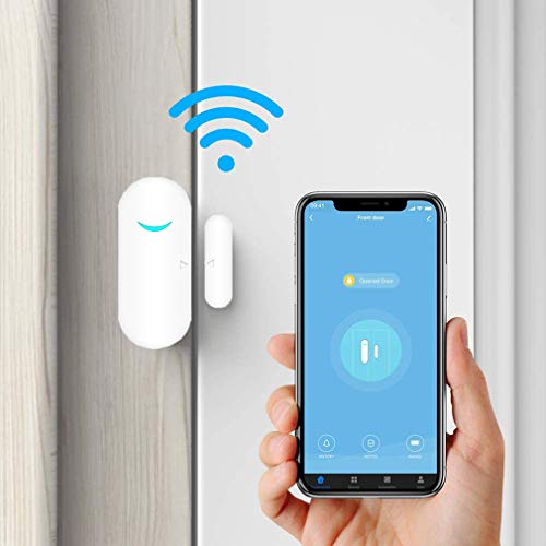 Tuya WiFi Door and Window Sensors, Smart Alarm with Free Notification App Control, Home Security Alarm System, No Hub Required, Compatible with Alexa, Google Home (1 Pack)
