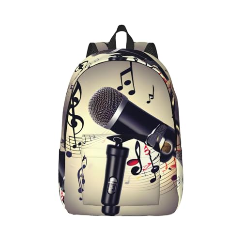 Sac à dos voyage avec fermeture robuste et motif microphone