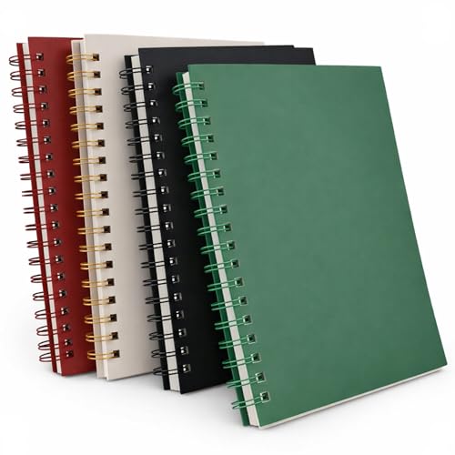4-Pack A5 Spiral Notebooks, College Ruled 7mm Lined Paper, 160 Pages Each, Durable Poly Cover, Lay-Flat 180° – For School & Work, Subject & Project Notes (Assorted Colours) image 5
