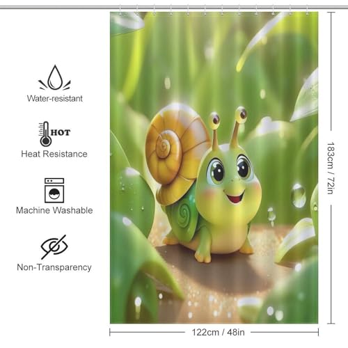 Rideau de douche textile escargots en polyester imperméable haut de gamme - 4