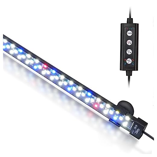 hygger 24/7 Mode Submersible Aquarium LED Light, Full Spectrum Hidden Fish Tank Light with 3 Rows Beads 7 Colors Auto On Off Sunrise-Daylight-Moonlight, Adjustable Timer Brightness 12W