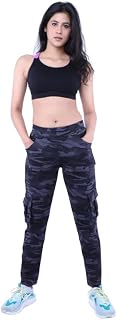 AVISHITI Women Stretchable Dry-Fit Military Lower Camouflage 6 Pocket Trackpant Jogger Sports Gym Pant Black Price In India