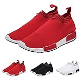 Zapatillas sin cordones para hombre, ajuste extra ancho, ligeras, para correr, caminar, tenis, informales, cómodas, transpirables, de malla plana, color sólido, sin caída, minimalistas, Black, 43.5 EU