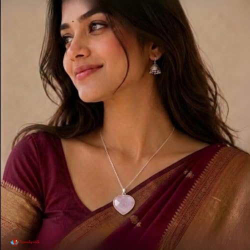 Image of REMEDYWALA Charged Energized Frame Heart Shape Pendant with Metal Chain | Frame Heart Shape Crystal Stone Pendant for Women and Men