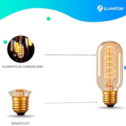 Lampada Retro Vintage T45 40w Filamento De Carbono E27 (220, Volts)